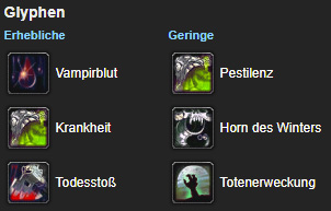 Glyphen WotLK Todesrittert (DK) Solo heroisch Guide